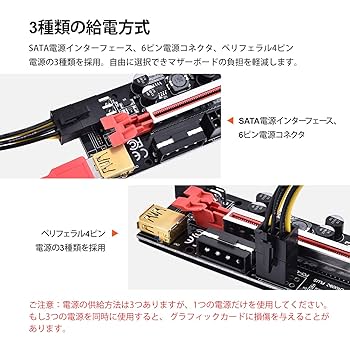 【マイニング用】1200W電源+ライザーカード等　動作確認済み Amazon.co.jp: 最新型 PCI-E 1X to 16X ライザーカード 2